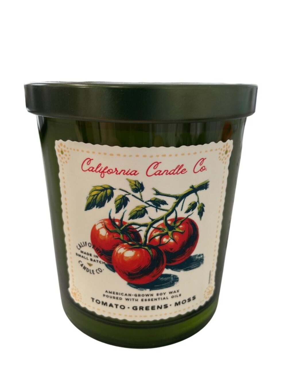California Candle Co. Soy Wax Candle 9 Oz Tomato Greens Moss Green Aromatherapy